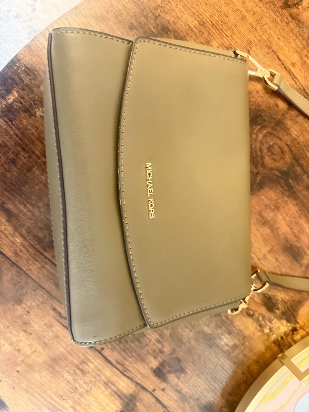 Michael Kors Olive Crossbody Bag with Gold Hardware